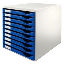 Zásuvkový box Leitz - 10 zásuvek, modrý/šedý