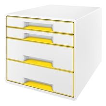 Zásuvkový box LEITZ WOW - A4+,plastový, bílý se žlutými prvky