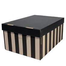 Úložné krabice BIG BOX - hnědočerné, s víkem, 28 x 18 x 37 cm, nosnost 5 kg, 2 ks