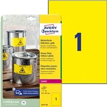Velmi odolné polyesterové etikety Avery Zweckform - žluté, 210 x 297 mm, 20 ks
