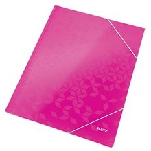 Desky s chlopněmi a gumičkou Leitz WOW - A4, růžové, 1 ks