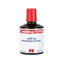 Náhradní permanentní inkoust Edding T100 - 100 ml, červený