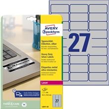 Velmi odolné polyesterové etikety Avery Zweckform - stříbrné, 63,5 x 29,6 mm, 540 ks