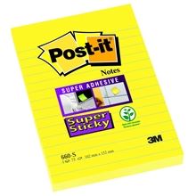 Samolepící bloček Post-it Super Sticky - 102 x 152 mm, linkovaný, ultražlutý, 75 lístků