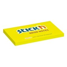 Samolepicí bloček Stick'n by Hopax - 76 x 127 mm, neonově žlutý, 100 lístků