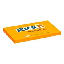 Samolepicí bloček Stick'n by Hopax - 76 x 127 mm, neonově oranžový, 100 lístků