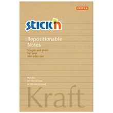 Samolepicí bloček Stick'n by Hopax KRAFT - 150 x 101 mm, přírodně hnědý linkovaný, 100 lístků