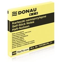 Samolepicí bloček Donau - 76 x 76 mm, "ECO" žlutý, 100 lístků