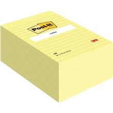 Samolepící bloček Post-it - 102 x 152 mm, linkovaný, žlutý, 100 lístků