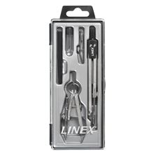 Kružítko Linex - kovové s kloubem, 140 mm, velká sada