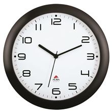 Nástěnné hodiny Alba - plastové, průměr 30 cm, černé