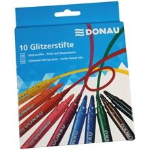 Glitrové fixy Donau - s vláknovým hrotem, sada 10 barev