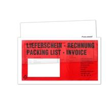 Kapsy na zásilky DL - samolepicí, průhledné s červenou, 1000 ks