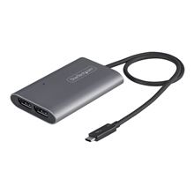 Video adaptér StarTech Thunderbolt 3 to Dual DP Adapter - délka 46cm, rozlišení 2x4K/1x8K, stříbrná