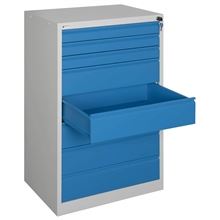 Kovová dílenská zásuvková skříň - 98,1 x 59 x 42 cm, 8 zásuvek, sv.šedá/modrá