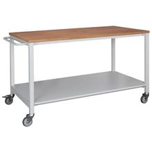 Pojízdný dílenský stůl - 150 x 80 x 90 cm, světle šedý/buk