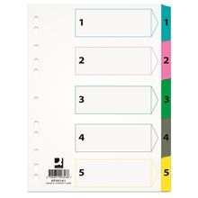 Papírové rozlišovače Q-Connect  - A4, s barevným okrajem, sada 1-5