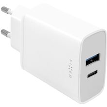 FIXED síťová nabíječka USB-C, PD, 30W, USB-C + USB-A, bílá