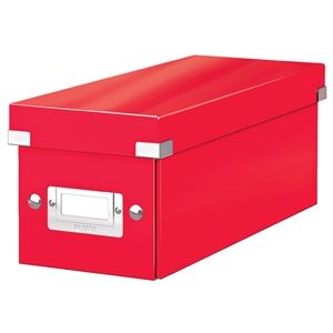 Úložná krabice Click &amp; Store Leitz WOW na CD a další drobnosti, vyrobená ze silného kartonu s laminovaným povrchem a kovovými rohy pro spolehlivou ochranu