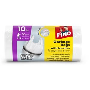 Pytle na odpadky FINO - s uchy, bílé, 10 l, 6 micronů, 50ks