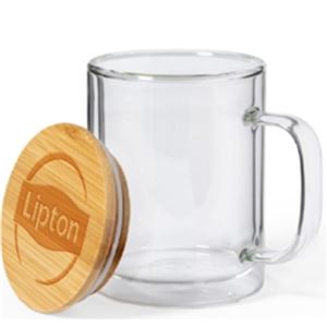 Borosilikátový hrnek Lipton s bambusovým víčkem