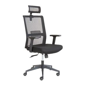 Moderní kancelářská židle s ergonomicky tvarovaným opěradlem z černé samonosné síťoviny