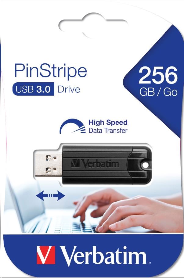 Verbatim Flash Disk 256GB PinStripe USB 3.0, Black - obrázek č. 0