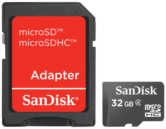 SanDisk Micro SDHC 32GB Class 4 + SD adaptér (SDSDQB-032G-B35) - obrázek č. 0