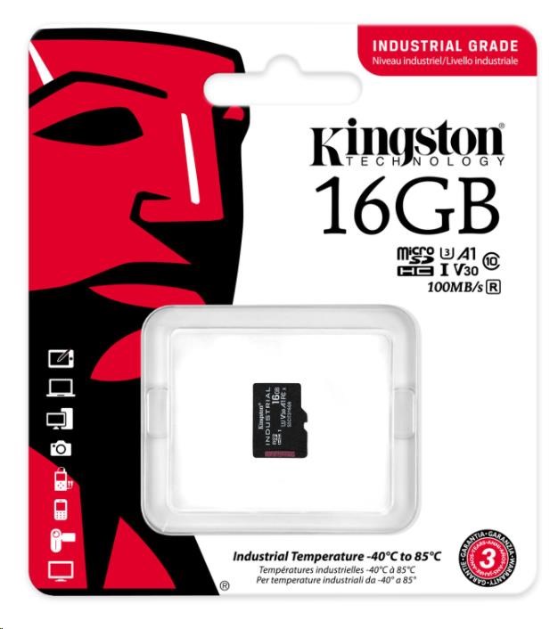 Kingston MicroSDHC karta 16GB Industrial C10 A1 pSLC Card Single Pack - obrázek č. 0