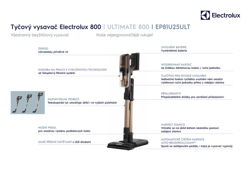 Tyčový vysavač Electrolux 800 Ultimate EP81U25ULT - obrázek č. 9