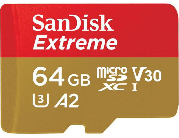 Paměťová karta SanDisk Micro SDXC Extreme AC 64GB UHS-I U3 (170R/80W) + adapter (SDSQXAH-064G-GN6AA) - obrázek č. 1