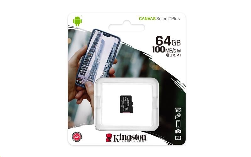 Kingston 64GB micSDXC Canvas Select Plus 100R A1 C10 - obrázek č. 0