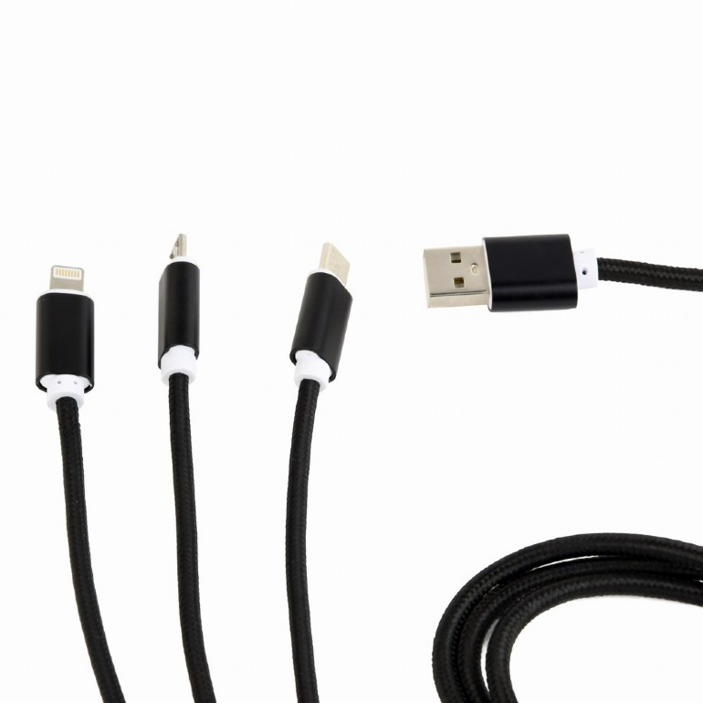 Gembird CABLEXPERT kabel USB A Male/Micro B + Type-C + Lightning, 1m, opletený, stříbrná - obrázek č. 0